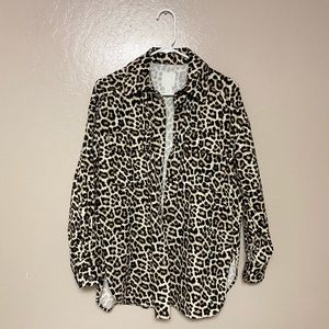H&M Cheetah Leopard Print Shirt Jacket Shacket XS